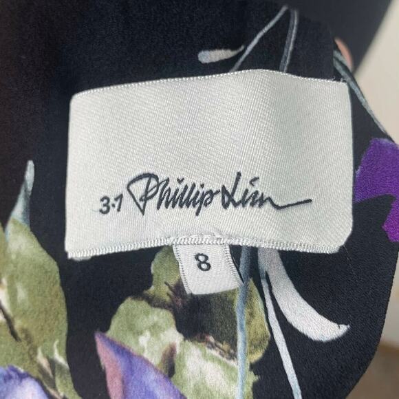 3.1 Phillip Lim 100% Silk Floral Sleeveless Button Front Ruffled Open Back Top 8 - Picture 5 of 11